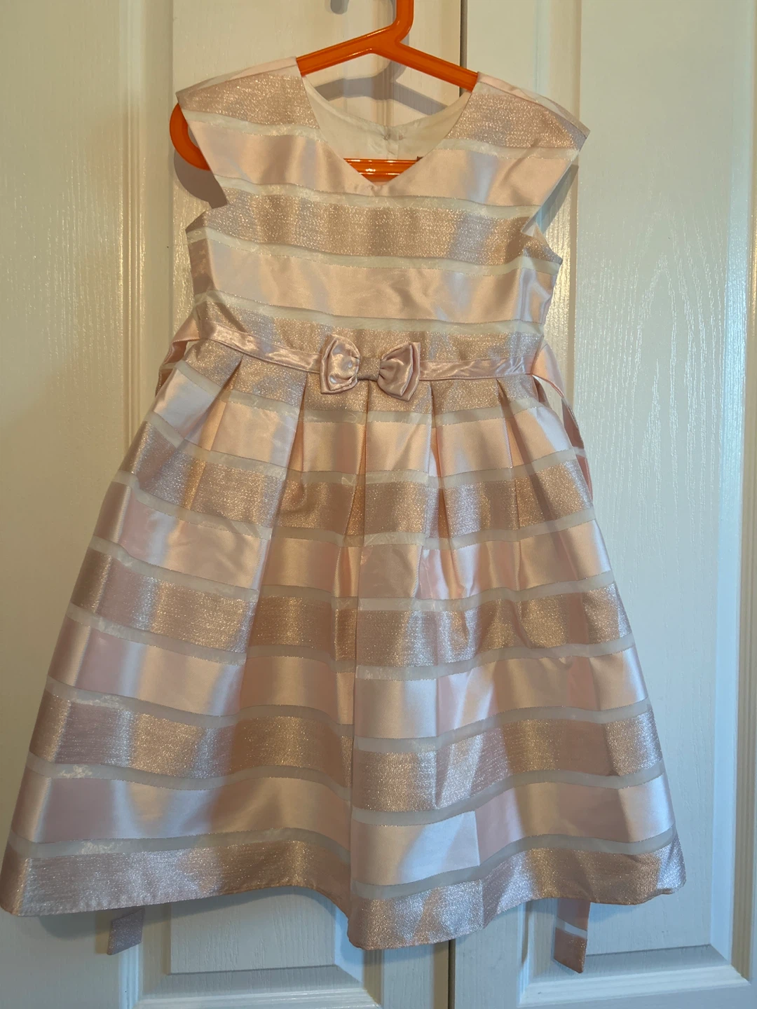 Jona Michelle Pink Striped Bow Dress (Size 5)