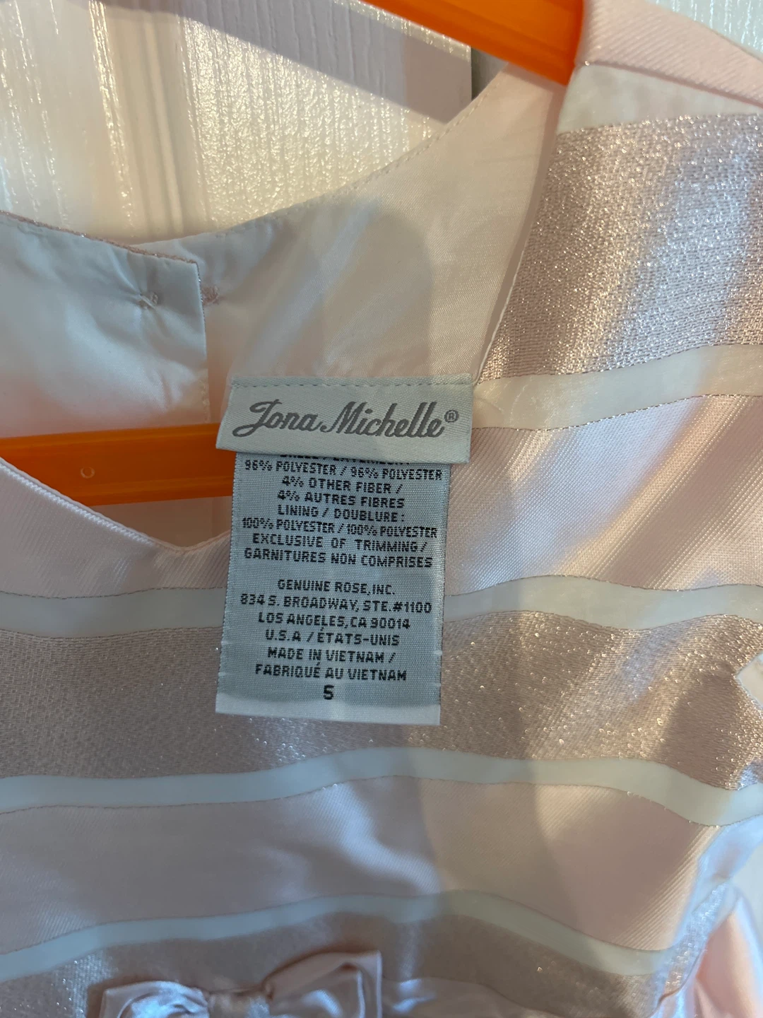Jona Michelle Pink Striped Bow Dress (Size 5) - photo 2