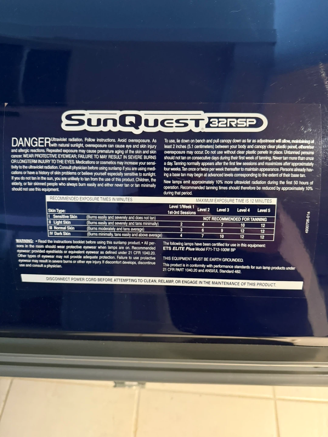 SunQuest 32RSP Tanning Bed - photo 5