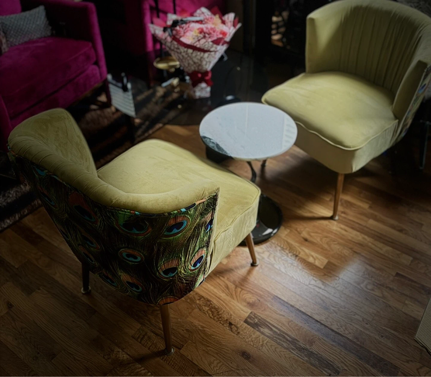 Set of Zuo Tabitha Accent Chair Peacock Print