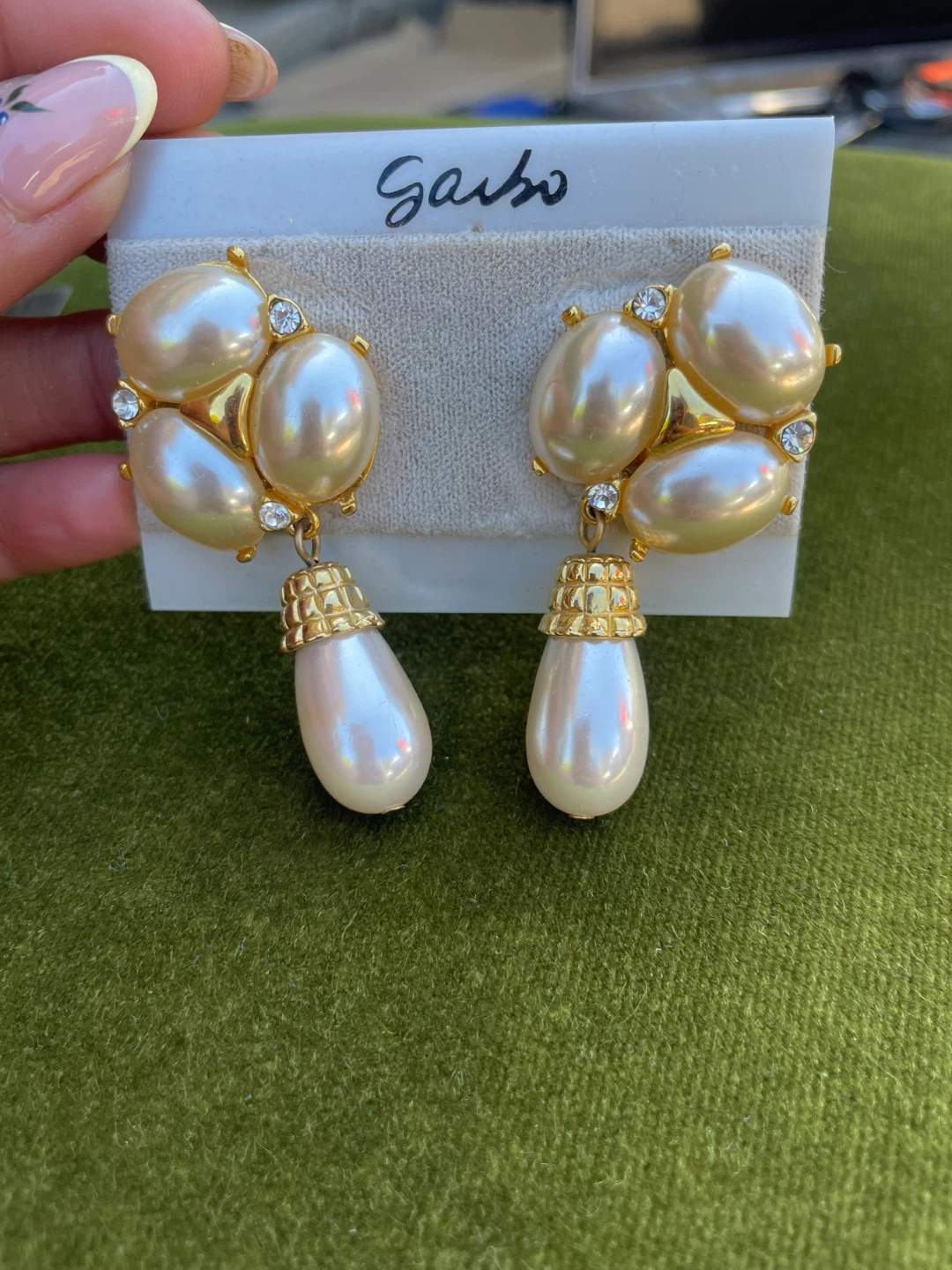 Garbo Faux Pearl & Crystal Dangle Earrings - photo 2