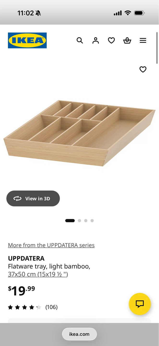 IKEA UPPDATERA Flatware Tray - Bamboo