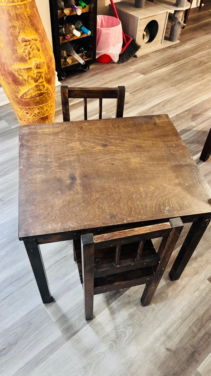 Wooden Kids Table and 2 Chairs Set