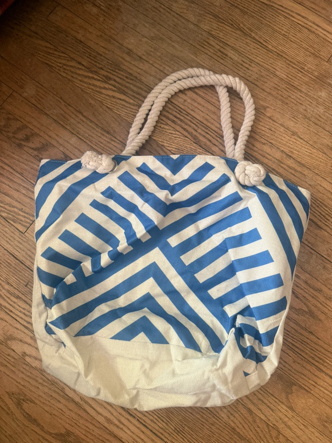 Canvas Tote Bag - Blue & White Striped