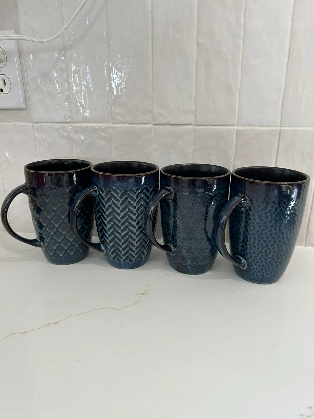 Laurie Gates Blue Patterned Mugs - Set of 4