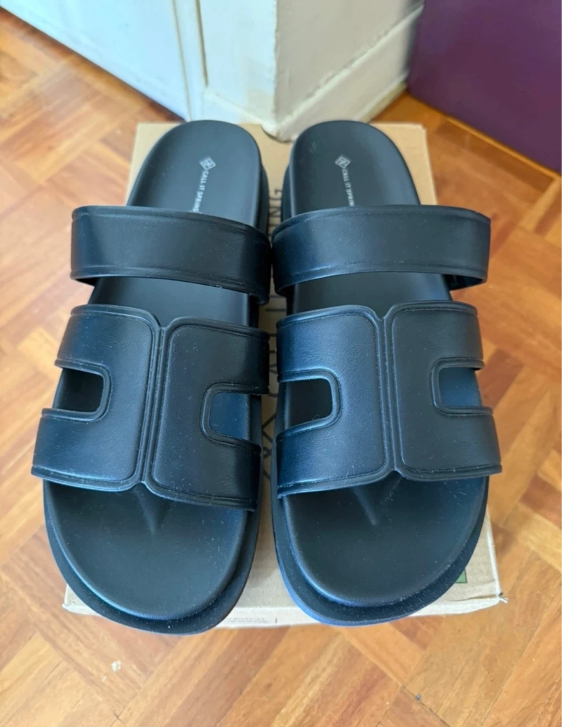 Call It Spring Black Slides - Size 10 (Never Used)