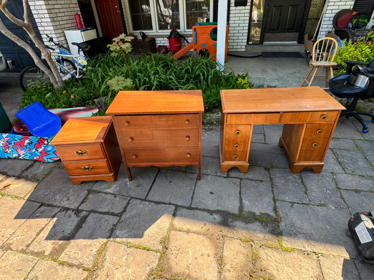 Wooden Dresser, Nightstand, and Desk Set