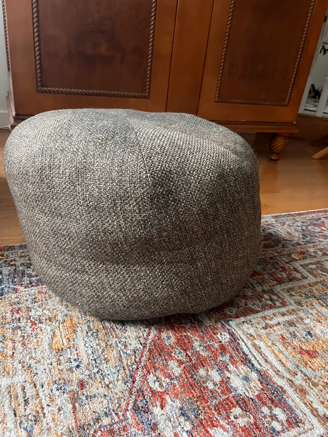 Brown Round Ottoman Footrest (Pouf)