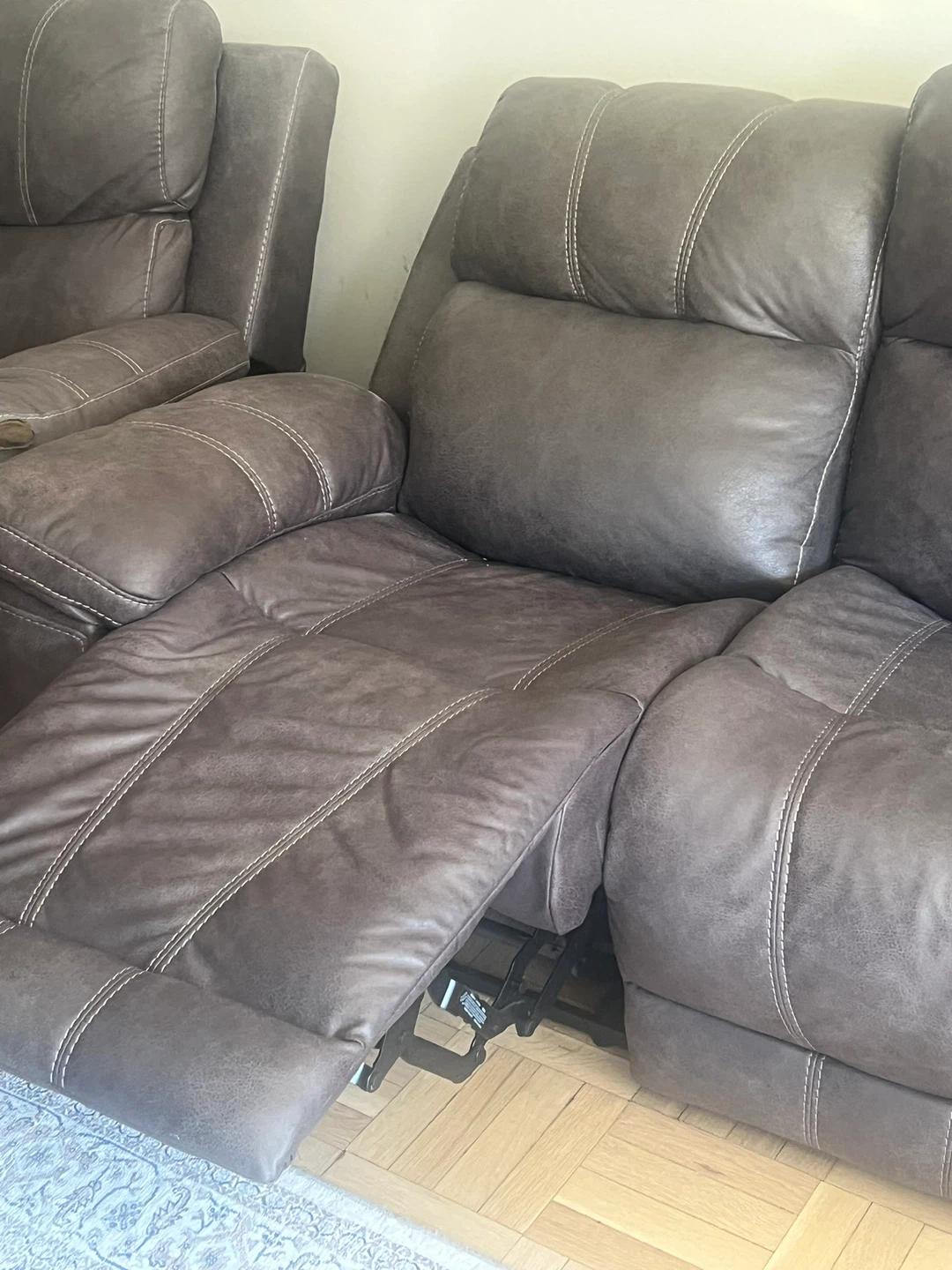Brown Faux Leather Reclining Sofa - photo 2