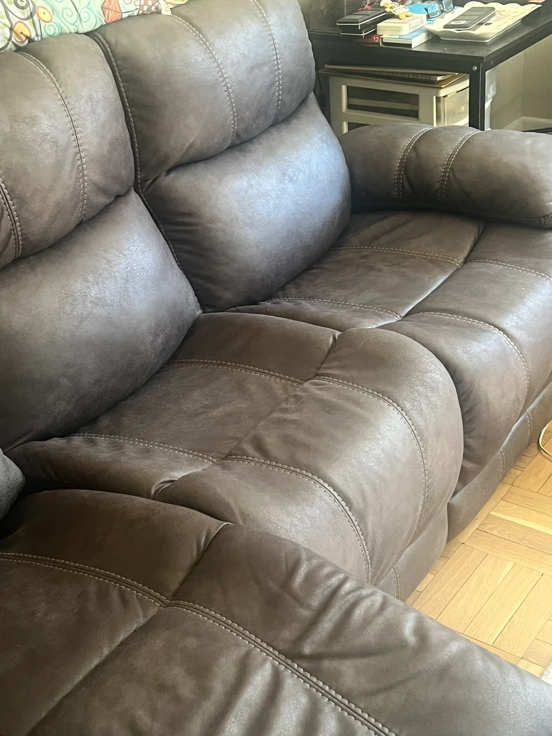 Brown Faux Leather Reclining Sofa