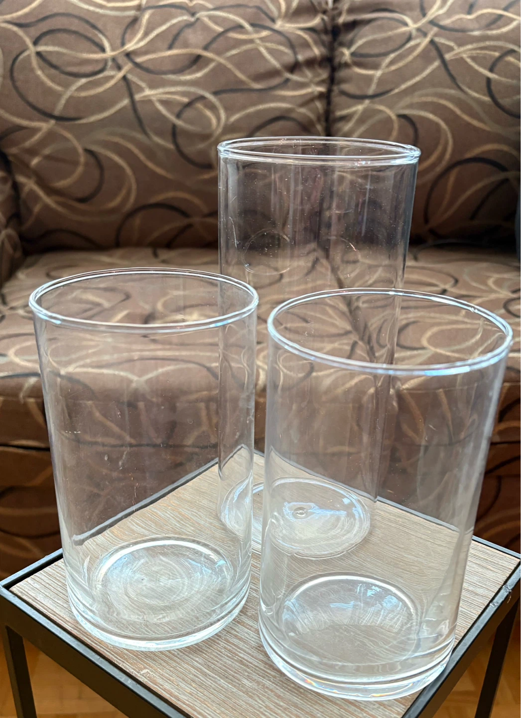 Set of 3 Clear Glass Cylinders