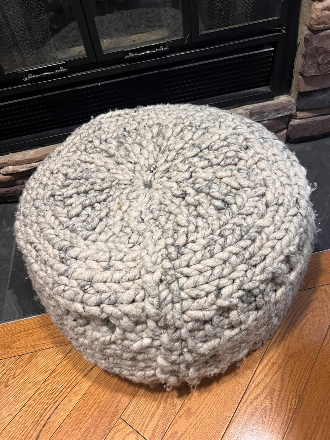 Chunky Knit Pouf Ottoman
