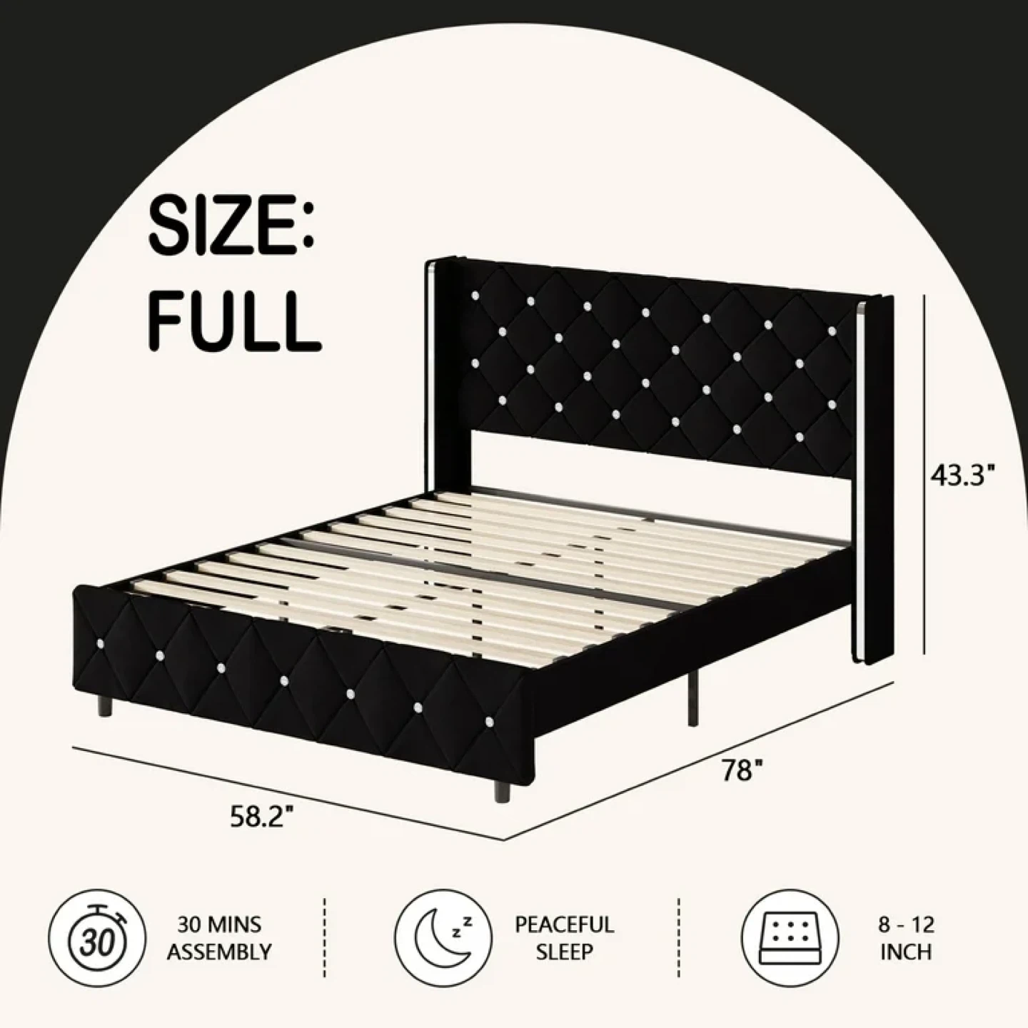 4 EVER WINNER Tufted Full Bed Frame