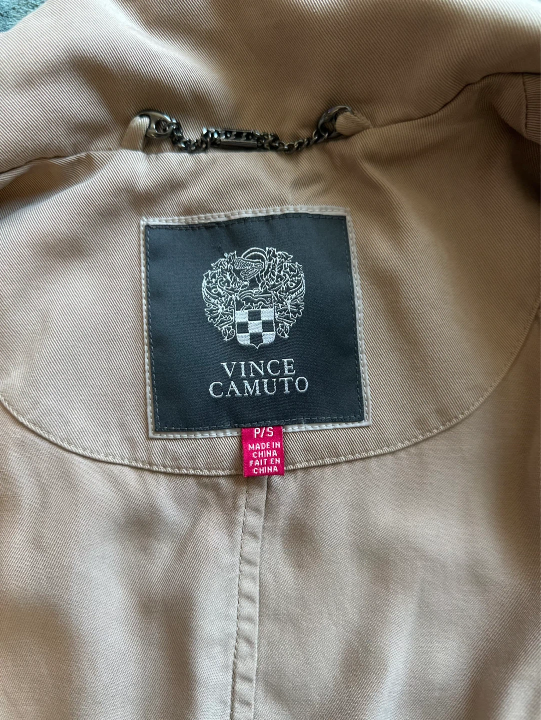 Vince Camuto Tan Double-Breasted Trench Coat