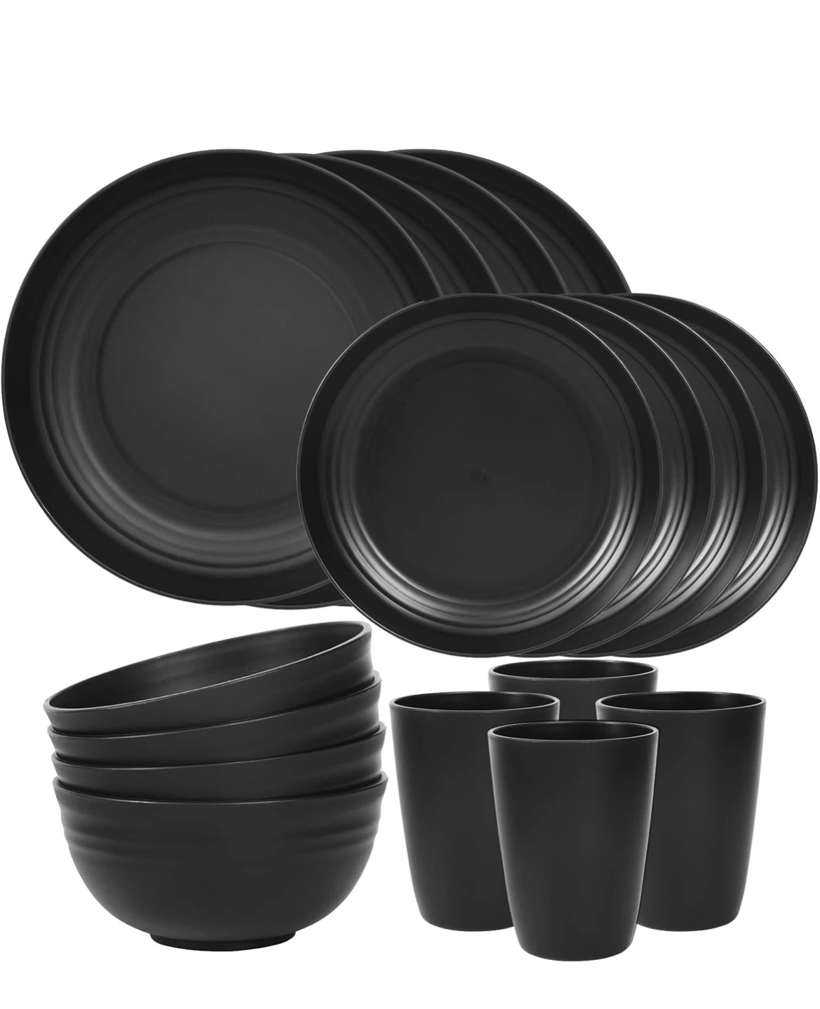 Black Dinnerware Set - 16 Pieces