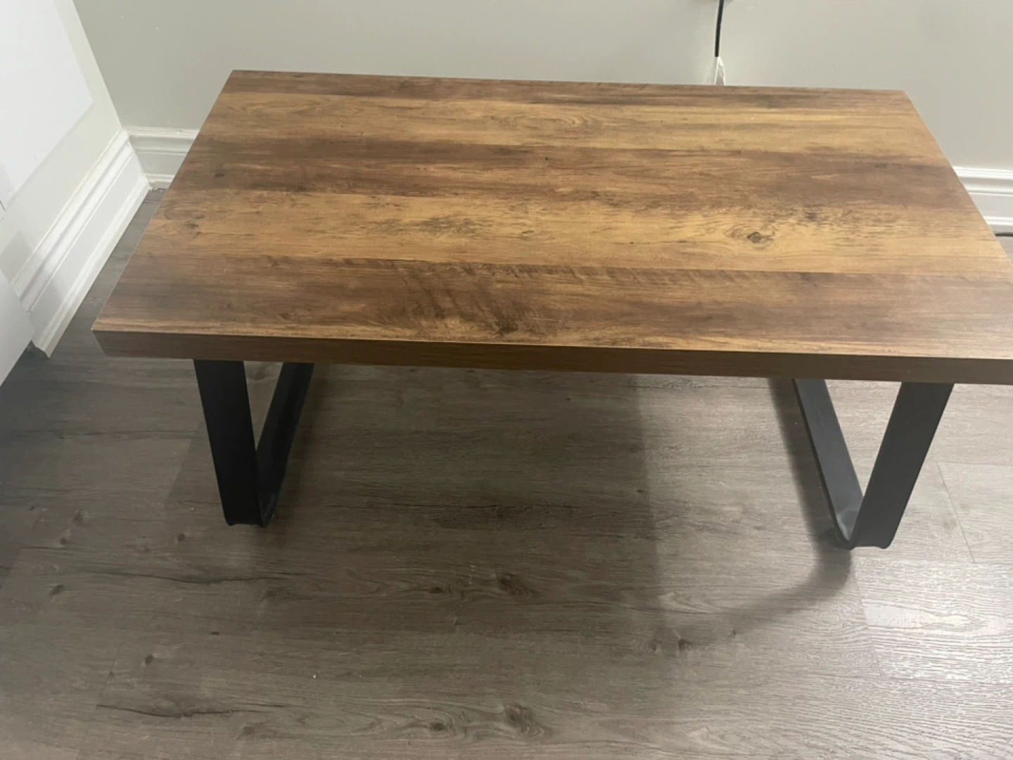 Coffee Table - Wood Look Top with Black Metal Legs