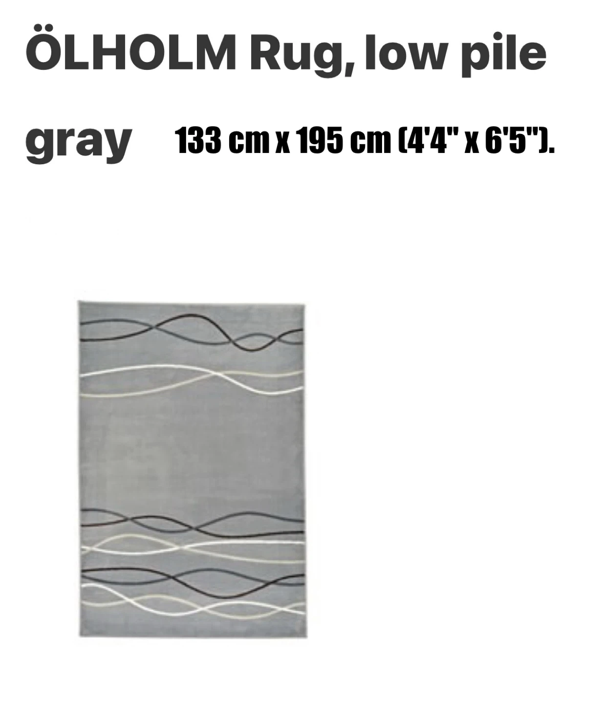 ÖLHOLM Low Pile Rug Gray 133 cm x 195 cm - photo 2