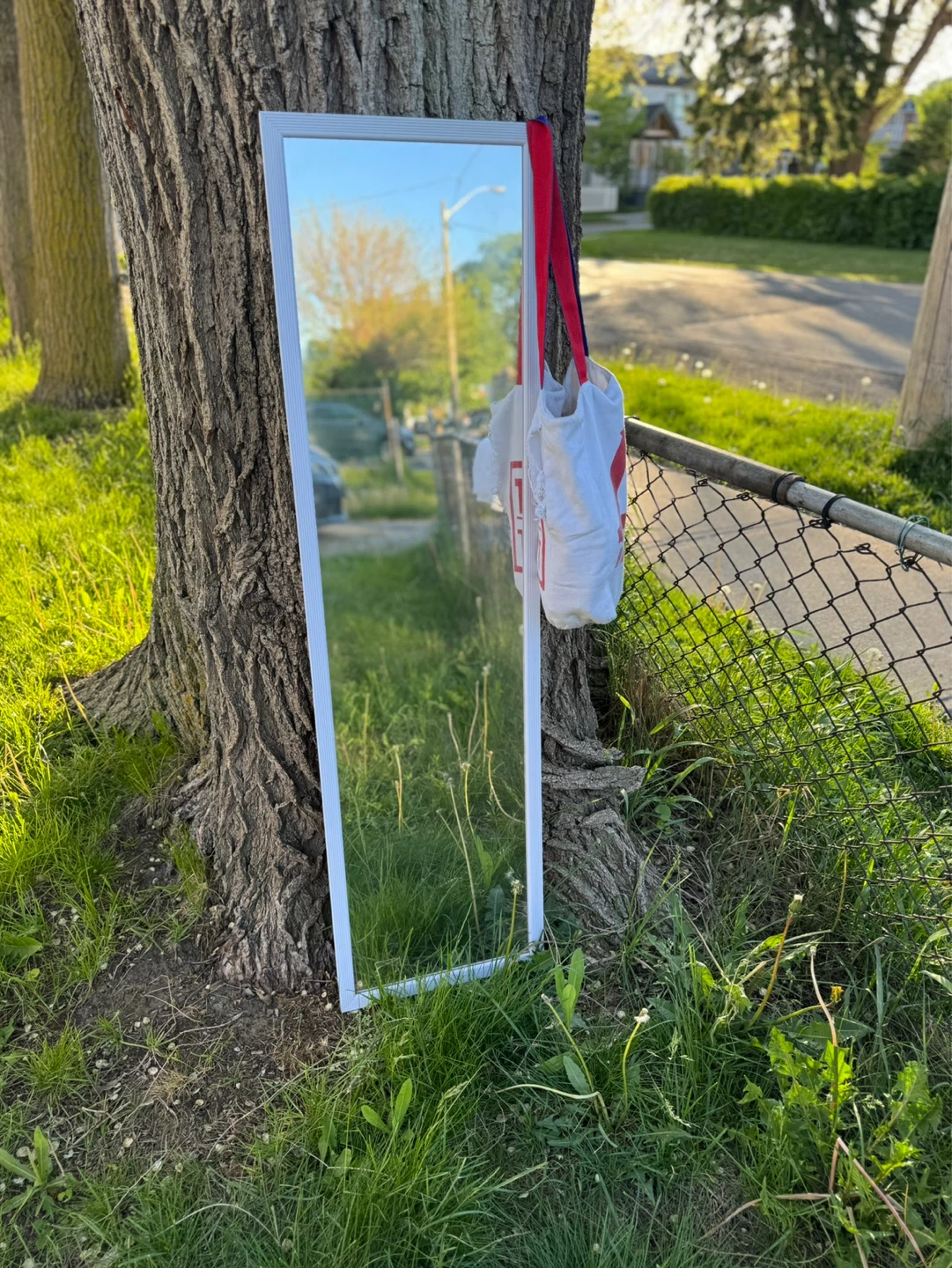 Full Length White Framed Mirror