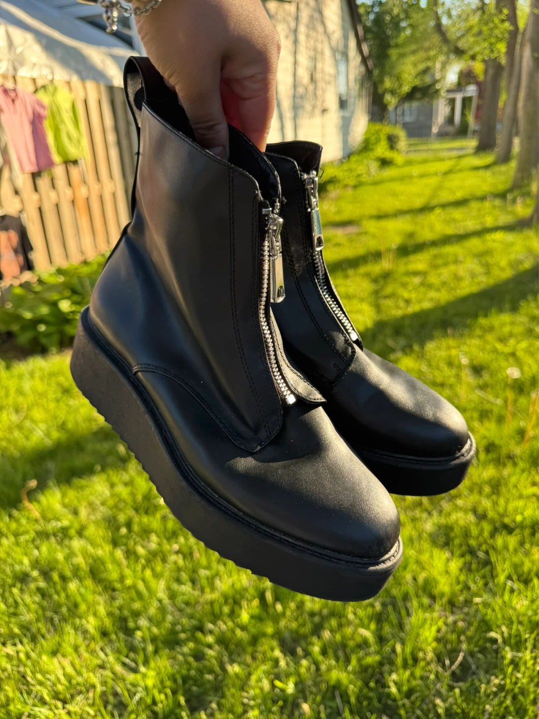Black Ankle Boots with Zipper Detail - Size 7 or 7.5 - photo 2