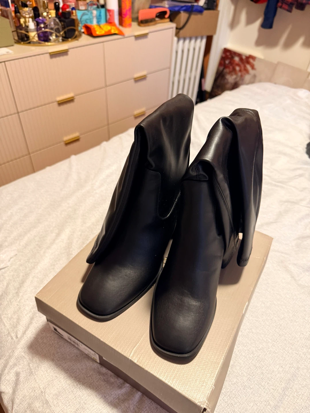 Black Faux Leather Knee-High Boots - photo 2