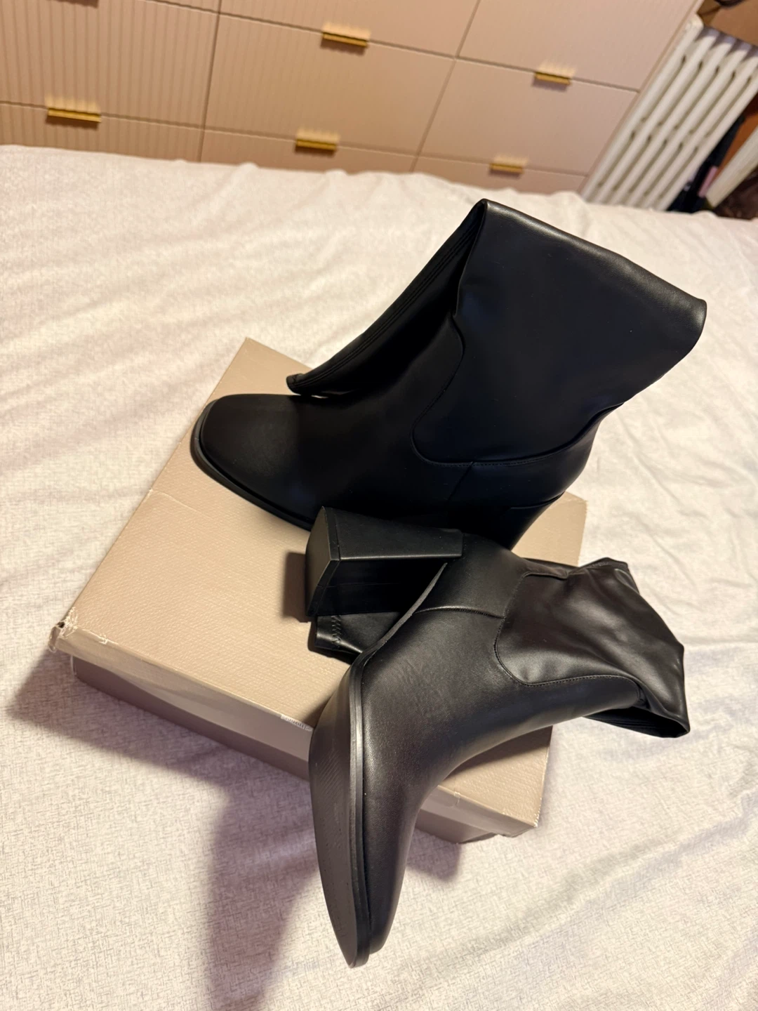 Black Faux Leather Knee-High Boots - photo 3