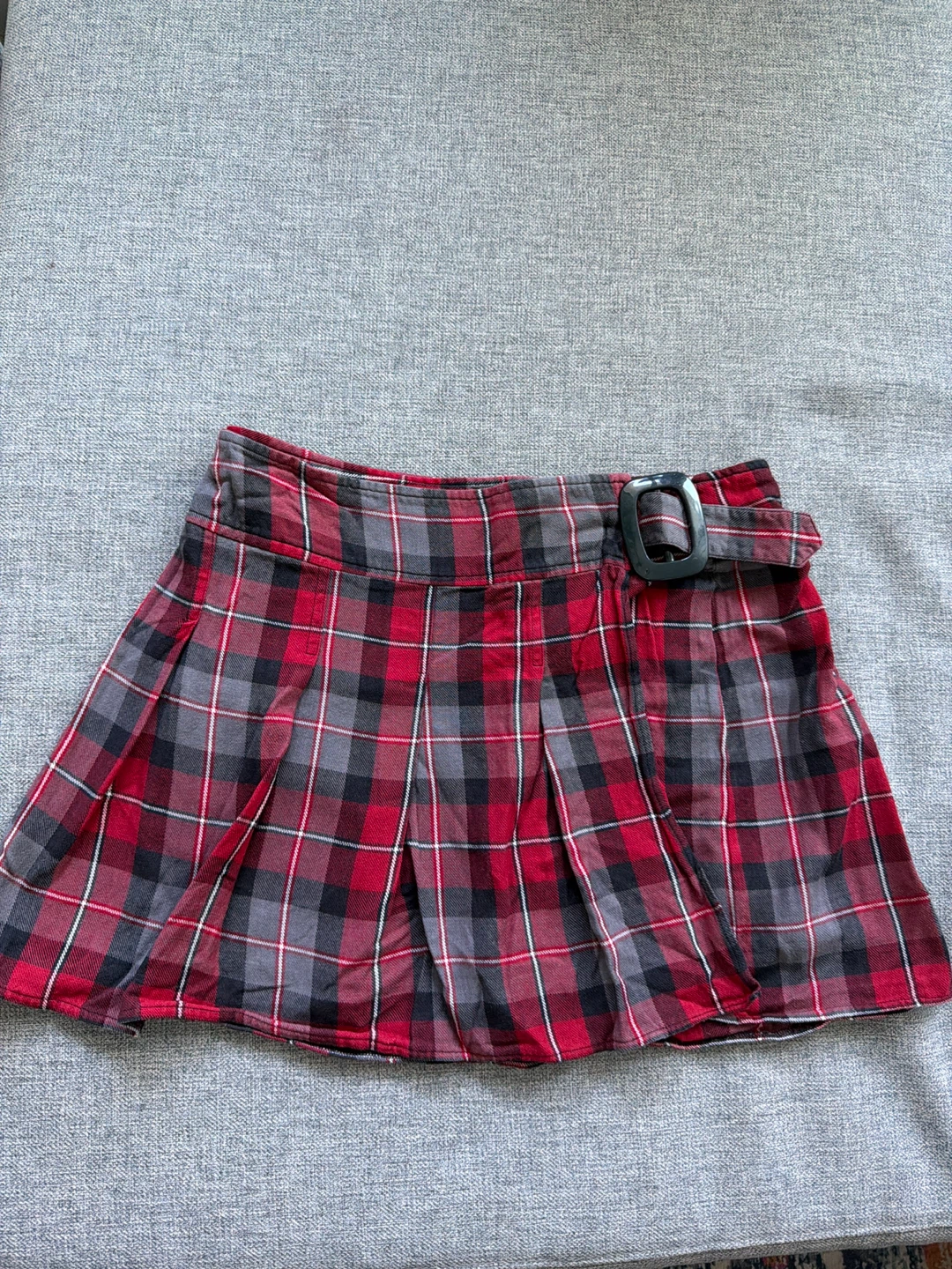 Mini Plaid Skirt with Buckle - fits small to medium