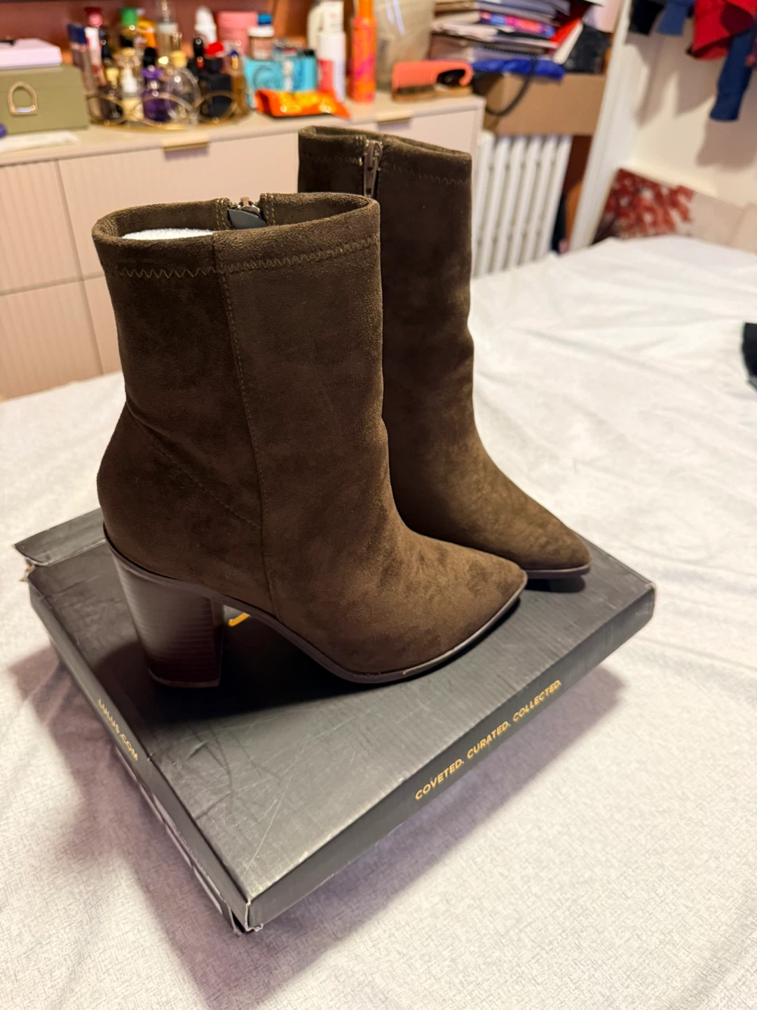Brown Suede Heeled Ankle Boots - photo 4