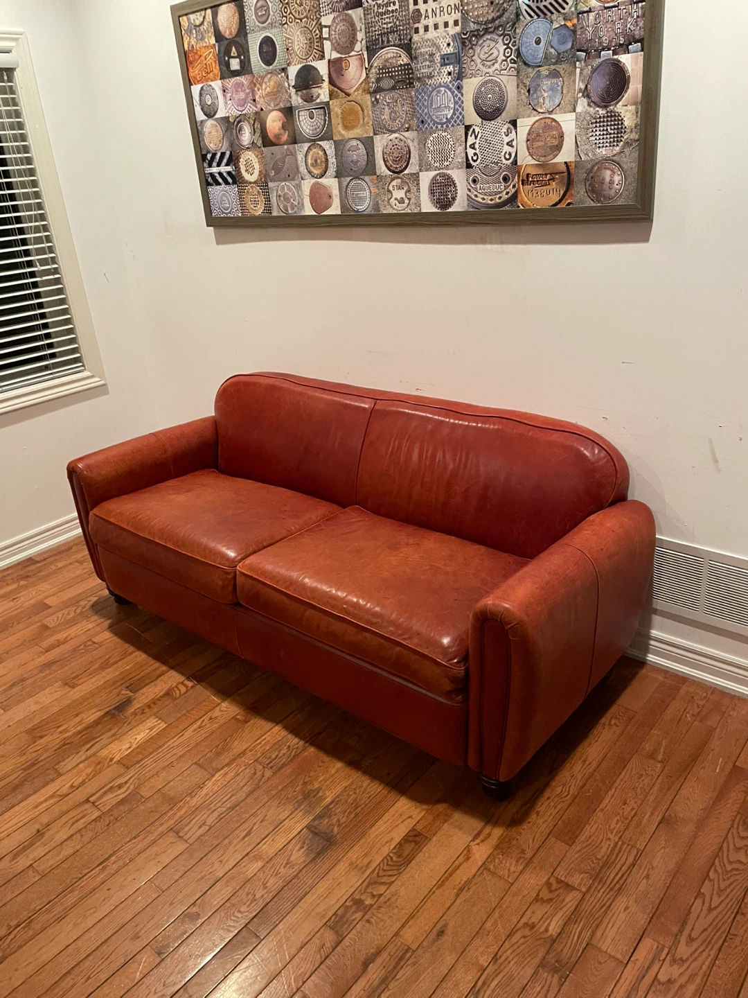 FREE DELIVERY. Red Leather Sofa - photo 2
