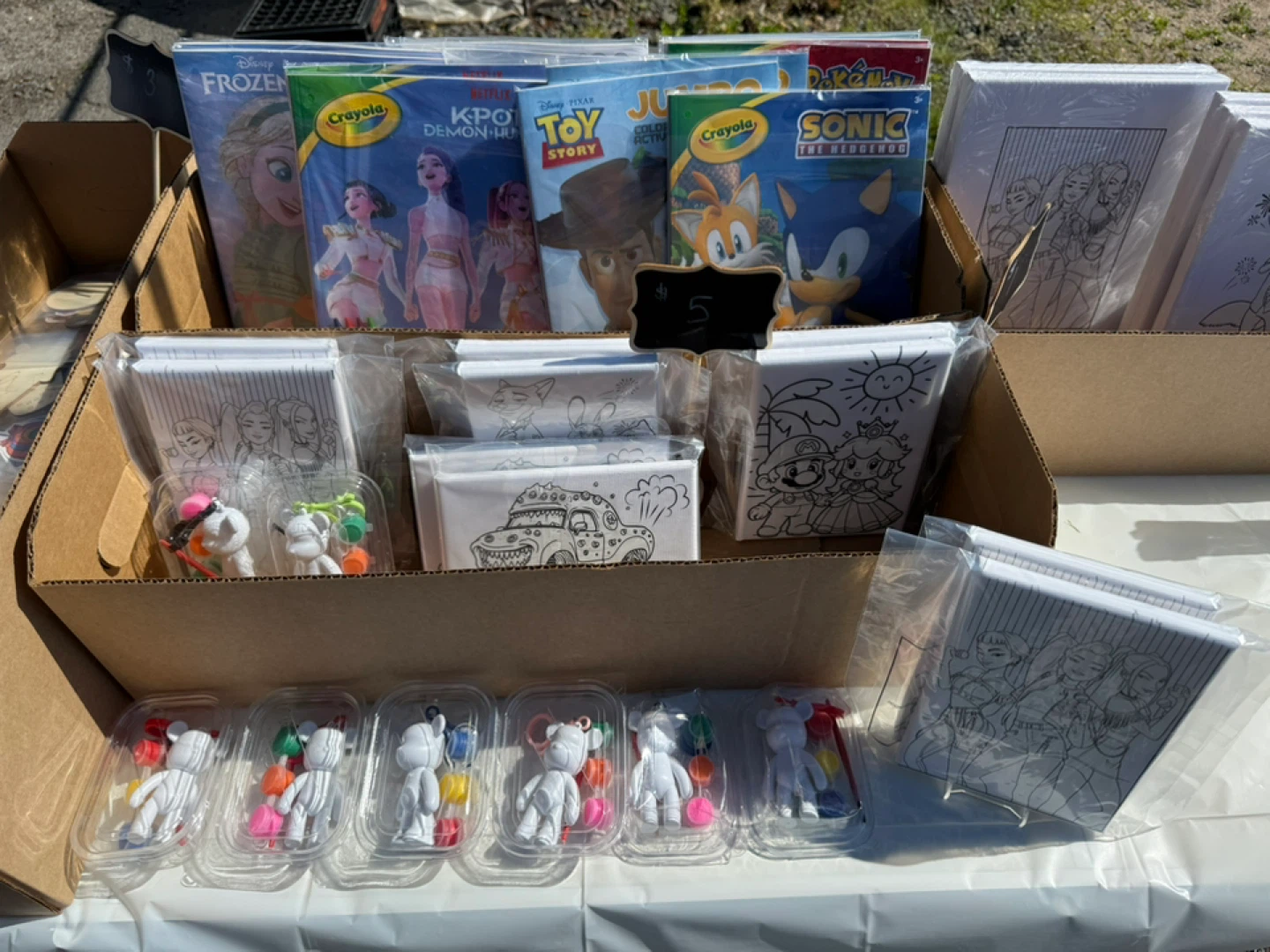 Paint sets/coloring book sets: w/paint or crayons