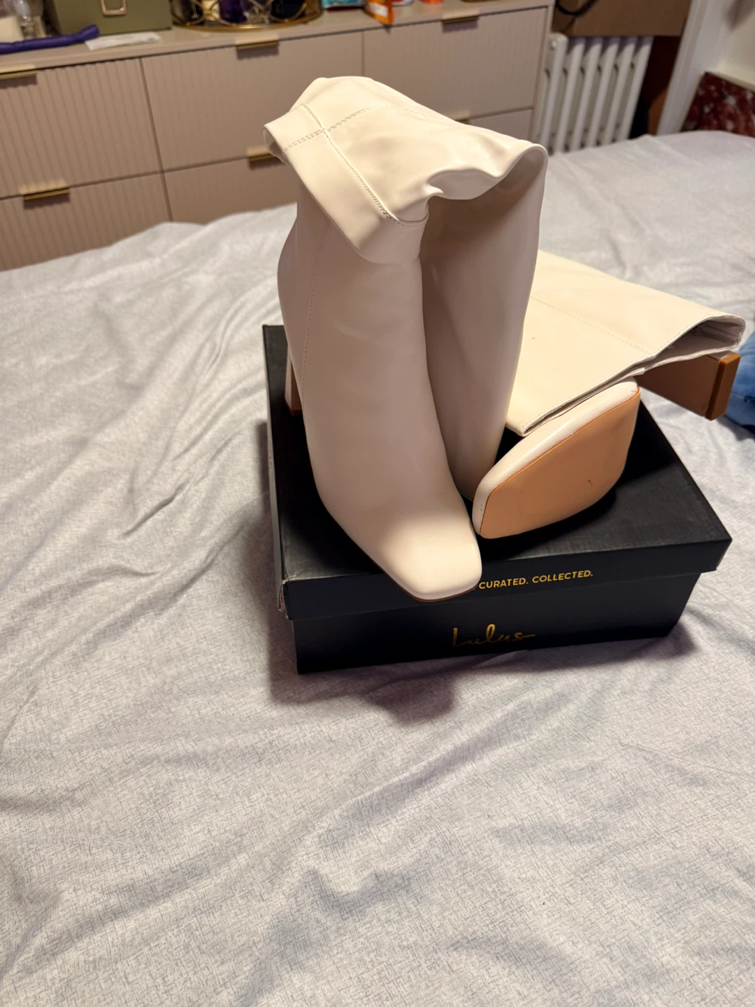 Lulus Cream Knee-High Boots
