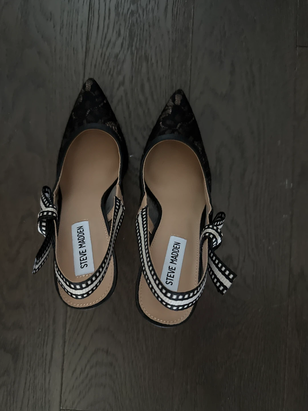 never been used Steve Madden Black Lace Slingback Heels size 8M