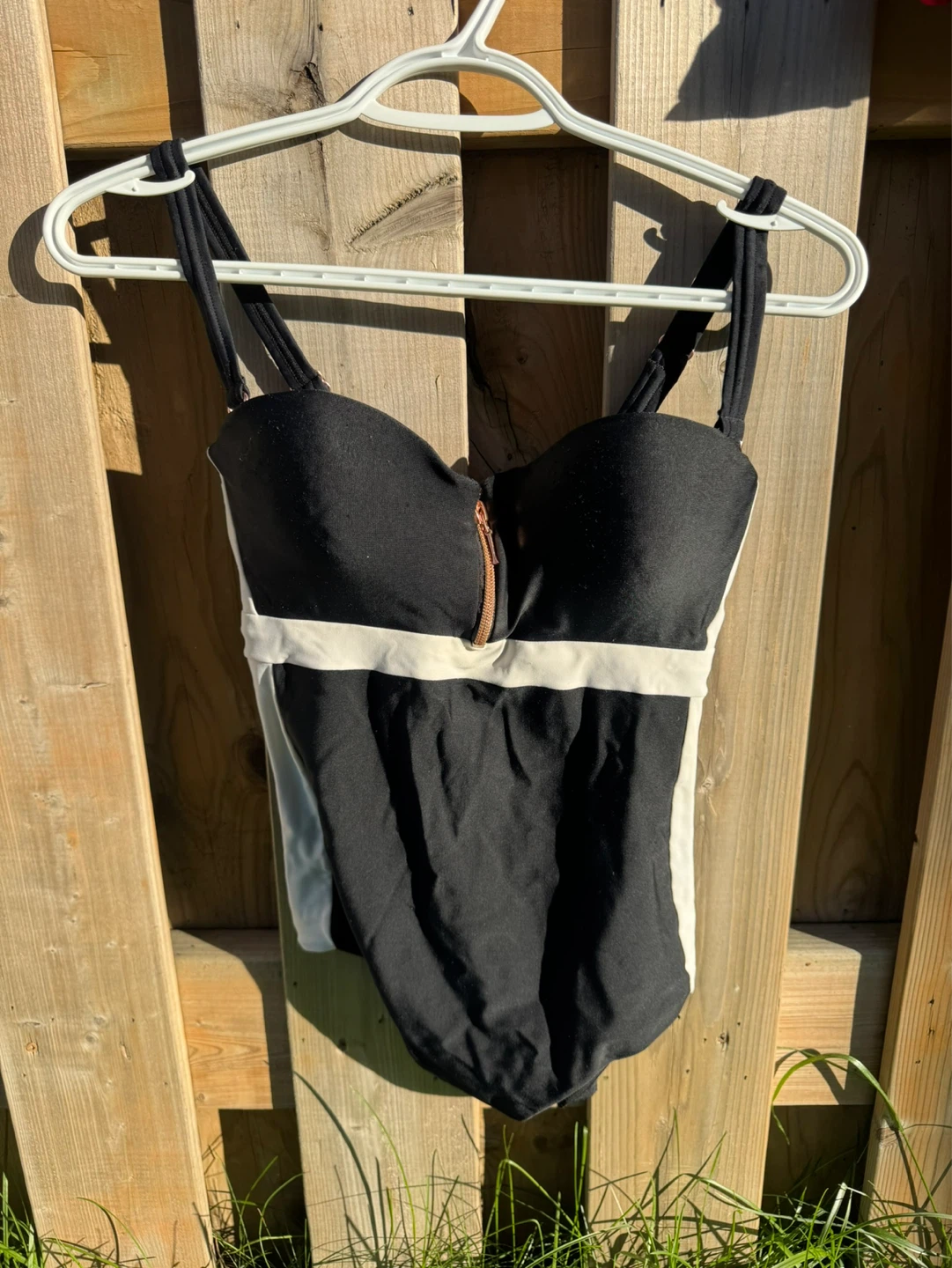 Black and White Halter Swimsuit