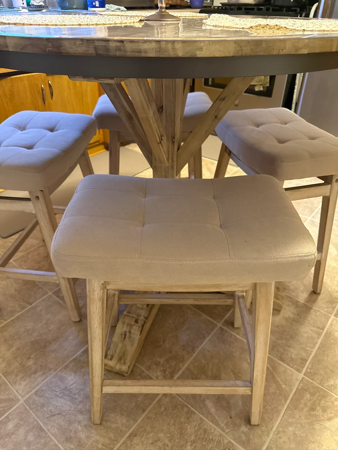Sand & Stable Eugley Acacia Round Dining Table - Counter Height