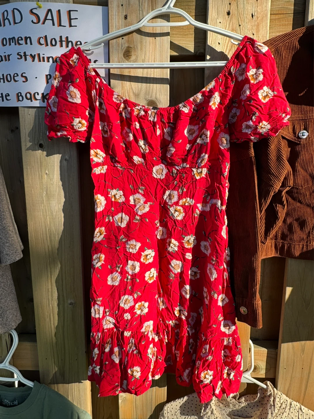 Red Floral Off-the-Shoulder Dress