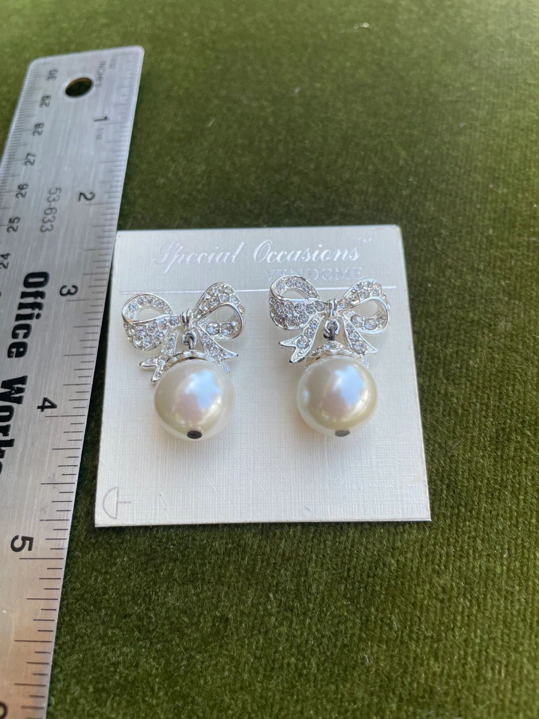 Faux Crystal Bow Pearl Earrings - photo 2