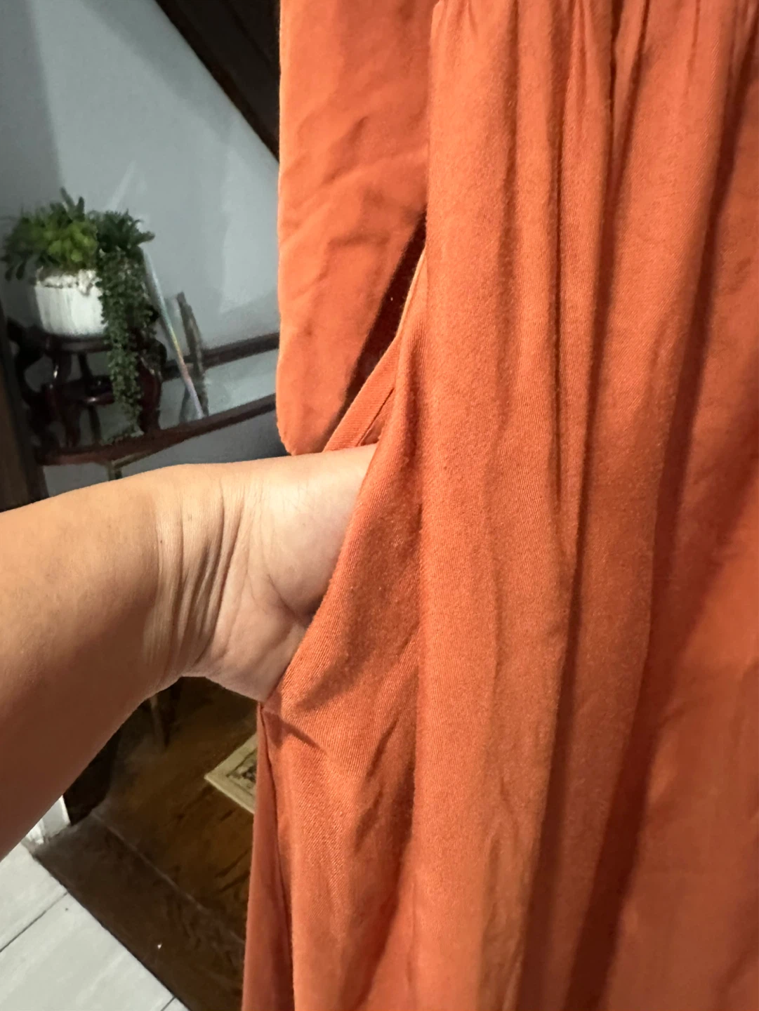 Uniqlo Rust Orange Wrap Midi Dress Size L - photo 5