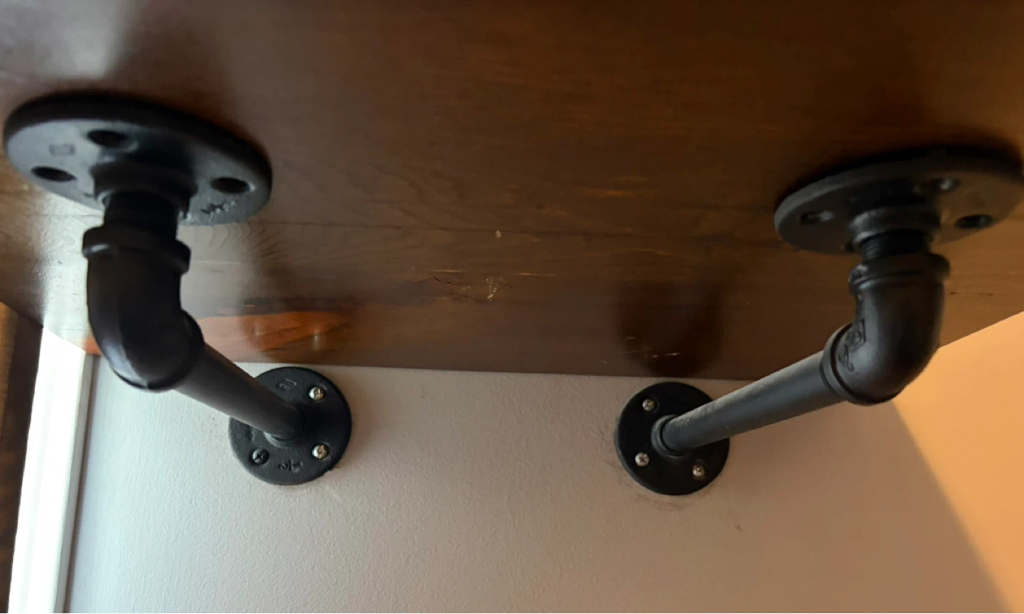 Industrial Wood Floating Shelf with Pipe Brackets - photo 3