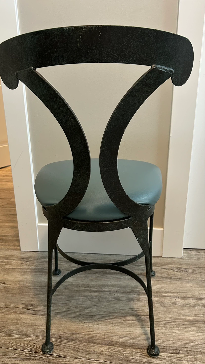 Wrought Iron Accent Chair with Teal Seat - photo 2