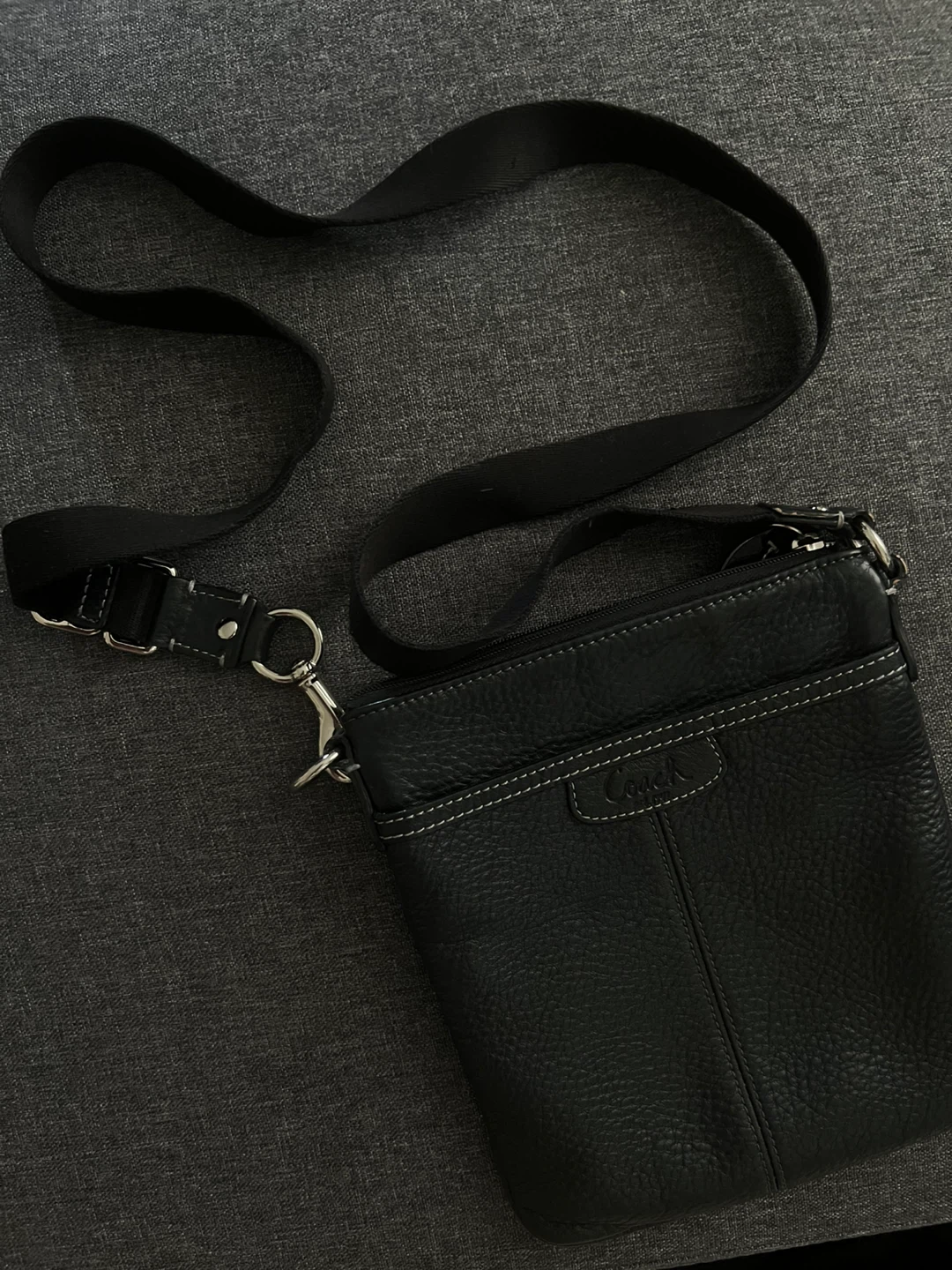 Coach Black Pebble Leather Crossbody Bag