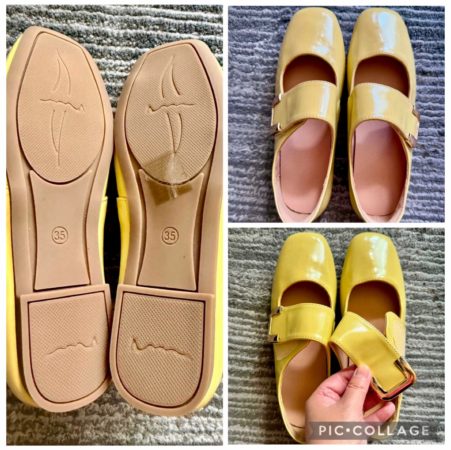 Yellow Mary Jane Flats - Size 35