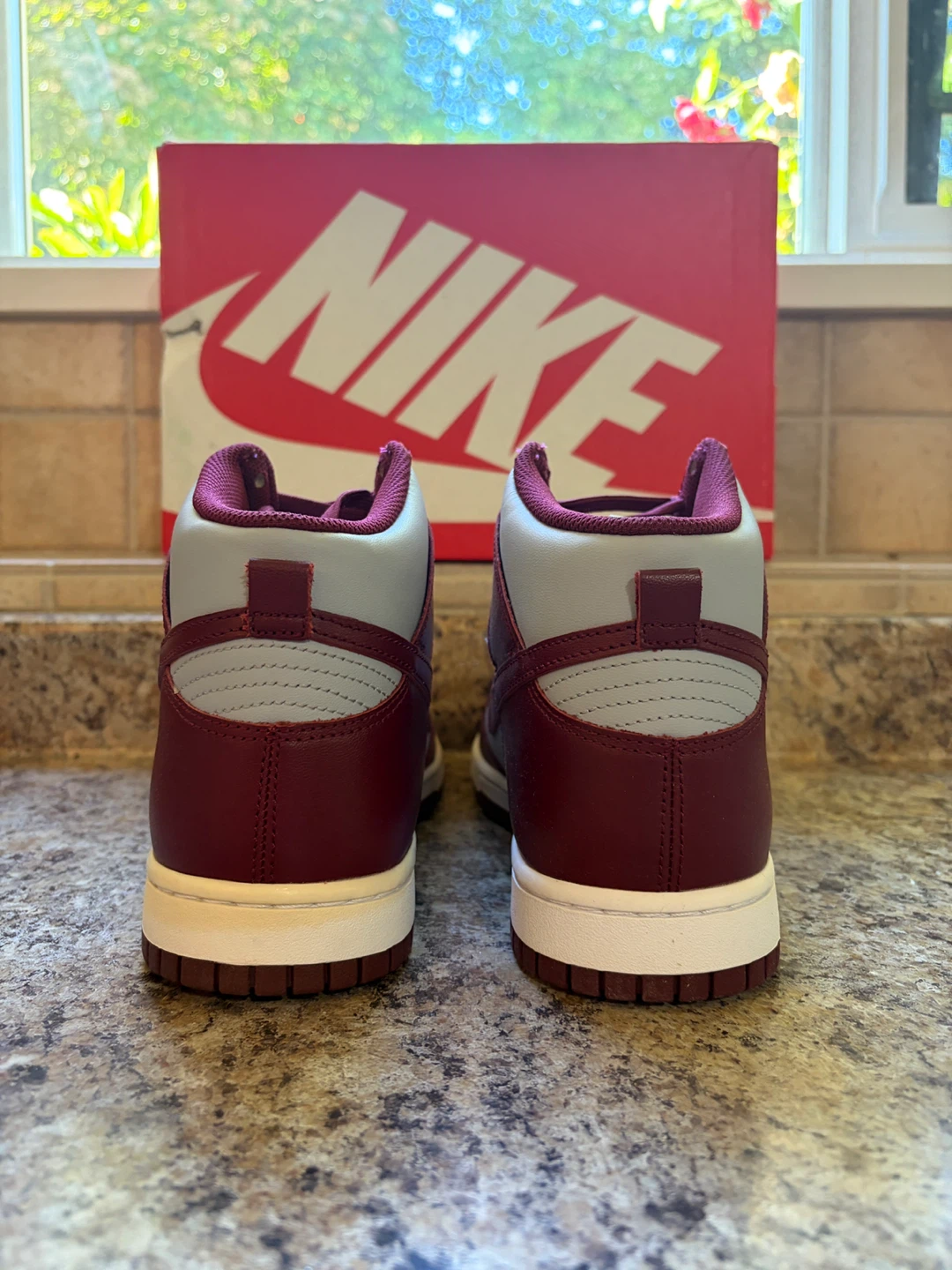 Nike Dunk High Burgundy Grey Sneakers - photo 2