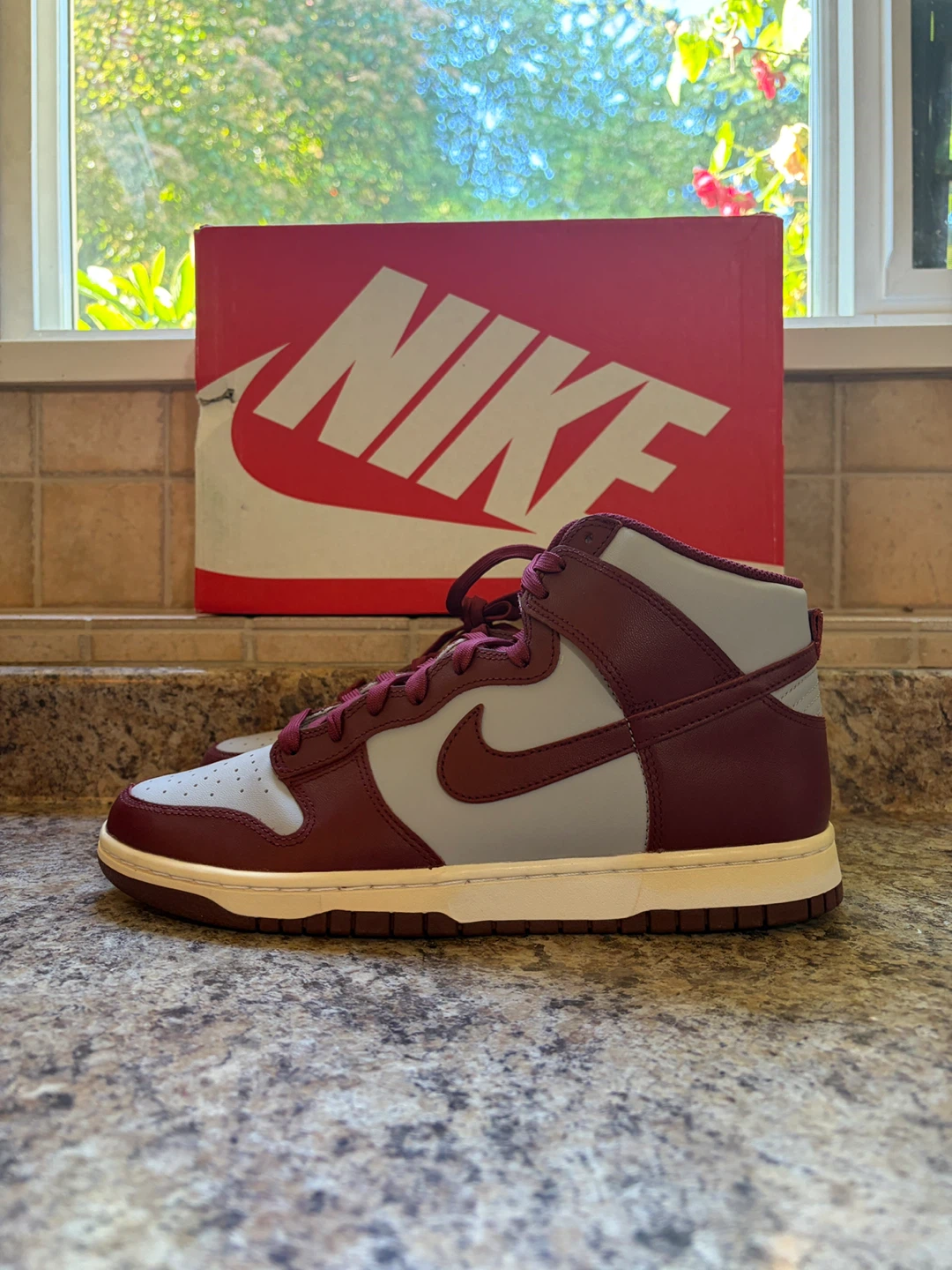 Nike Dunk High Burgundy Grey Sneakers - photo 3