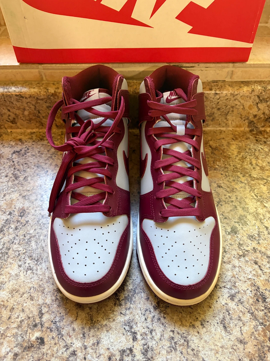 Nike Dunk High Burgundy Grey Sneakers - photo 4