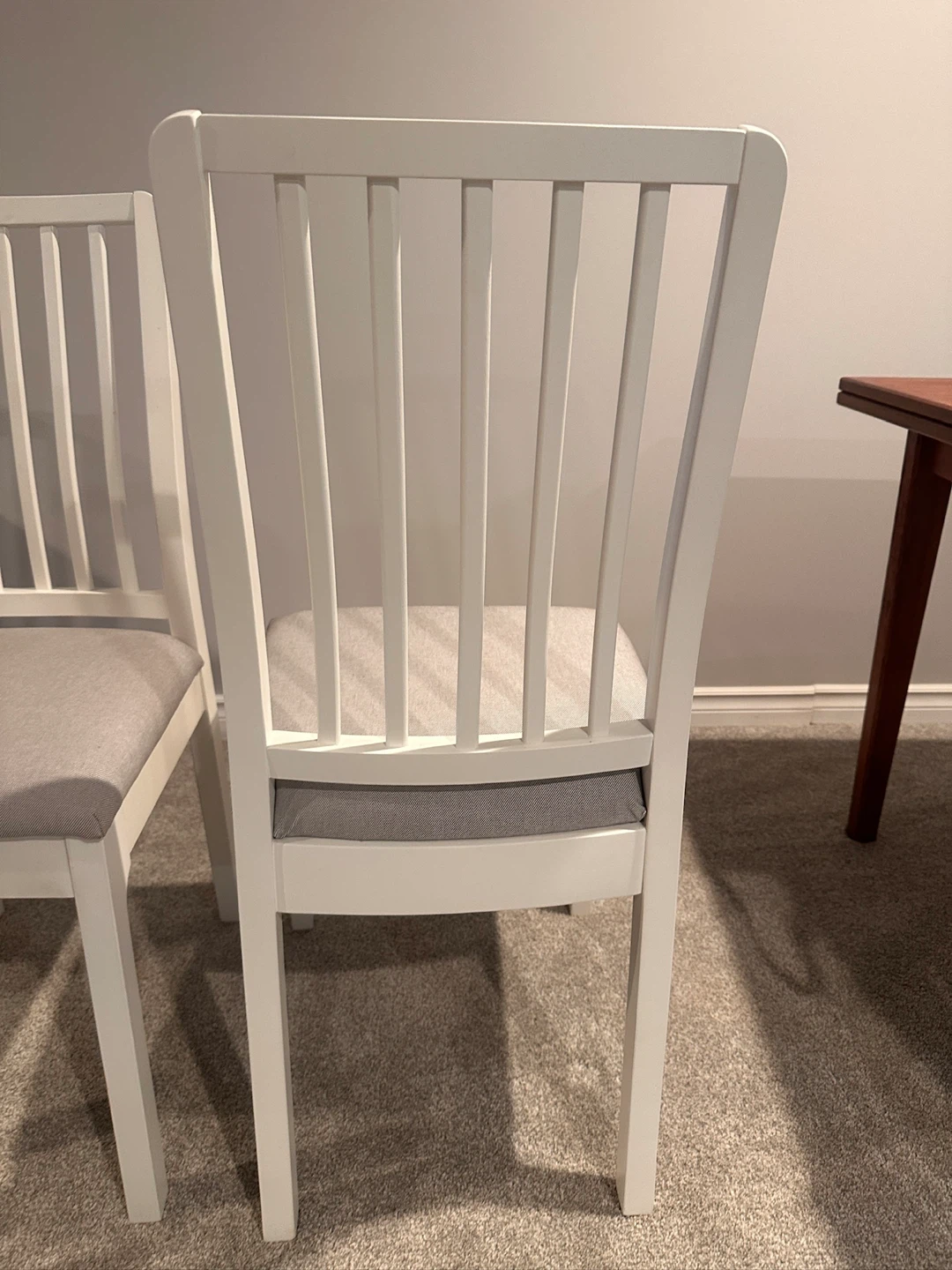 White Dining Chairs with Grey Upholstered Seats - Set of 2 - photo 2