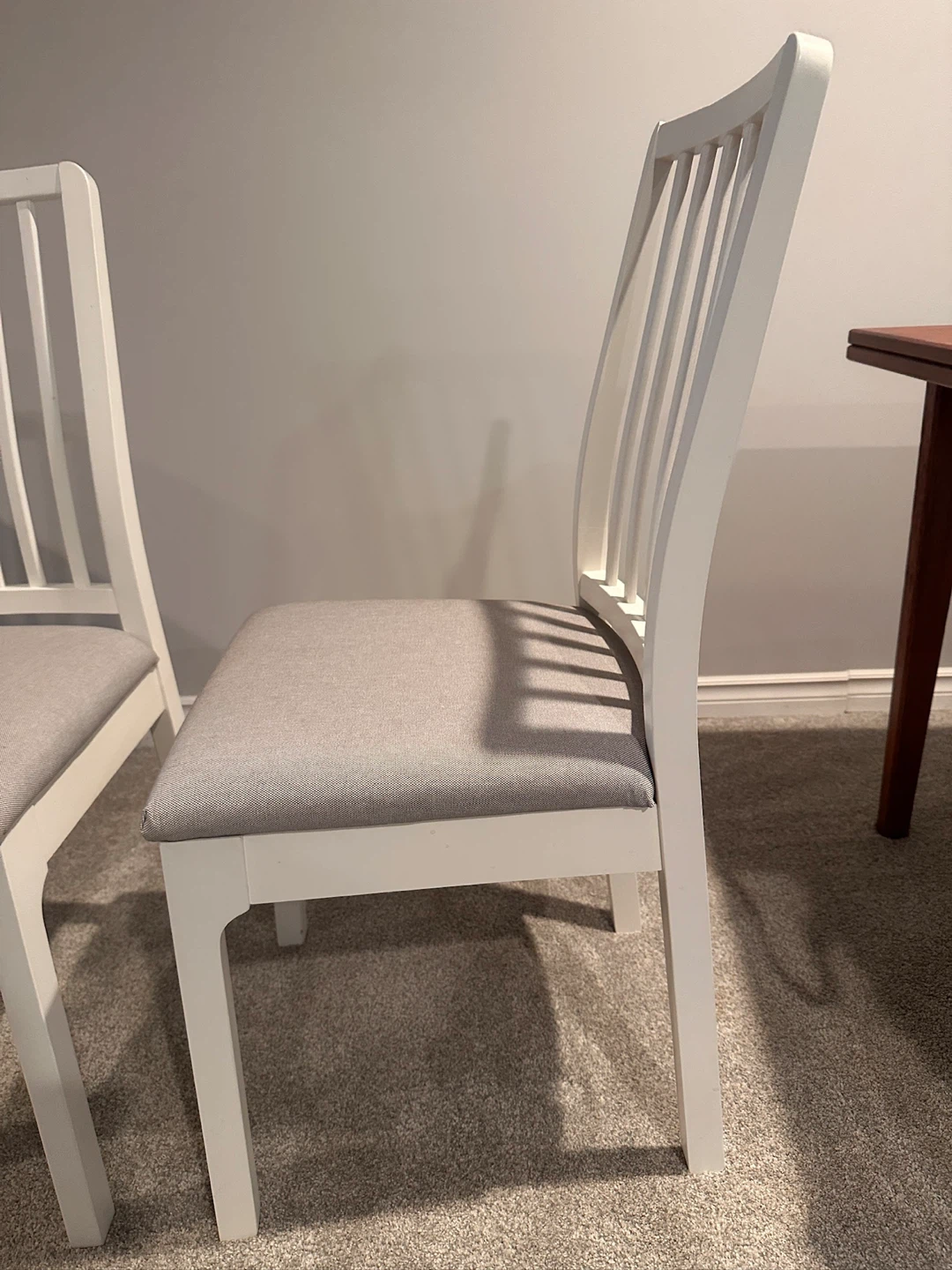 White Dining Chairs with Grey Upholstered Seats - Set of 2 - photo 4