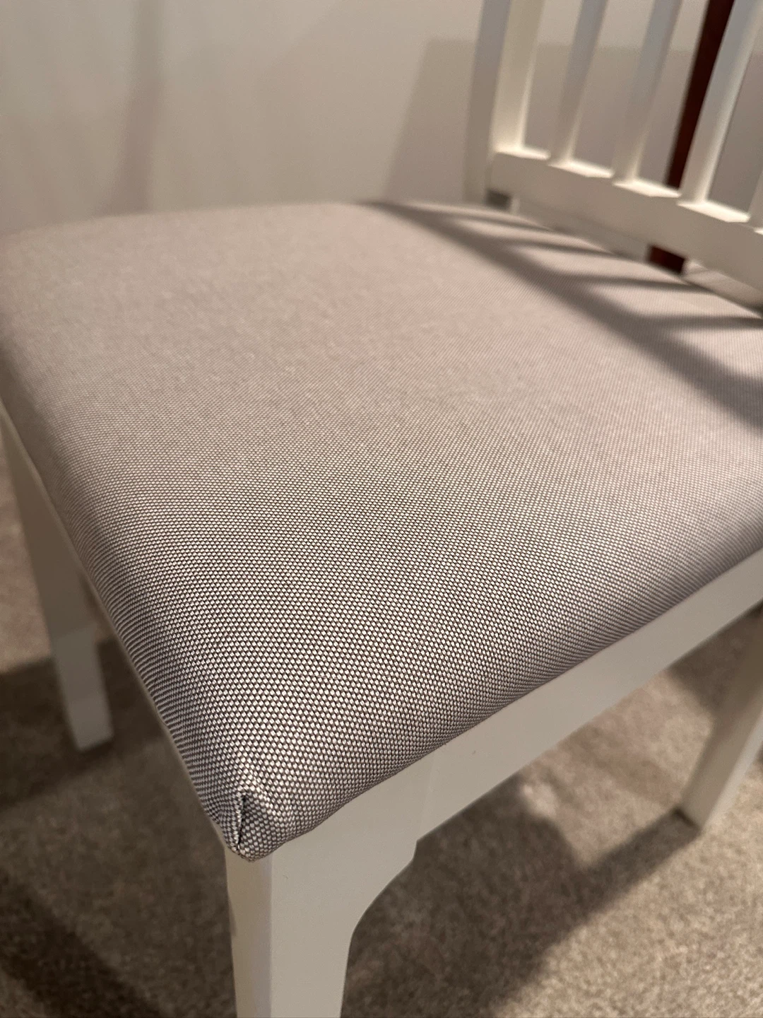 White Dining Chairs with Grey Upholstered Seats - Set of 2 - photo 5