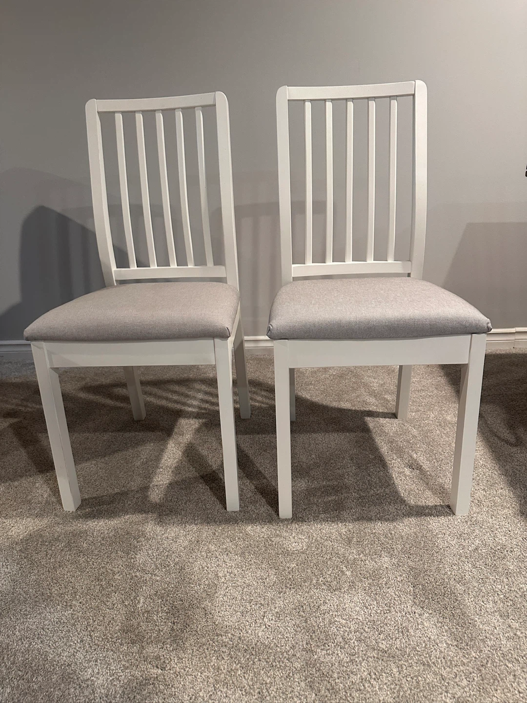 White Dining Chairs with Grey Upholstered Seats - Set of 2 - photo 3