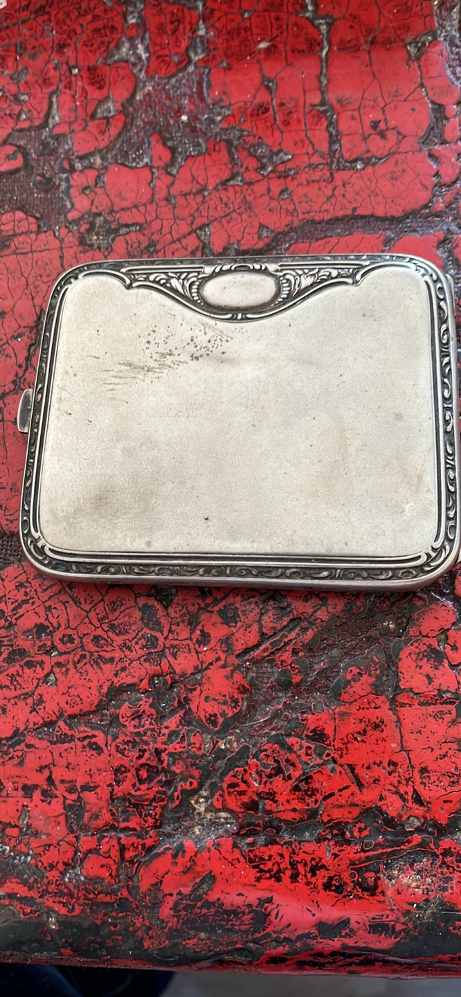 Antique Silver Card Case with red Gem Accent - photo 2