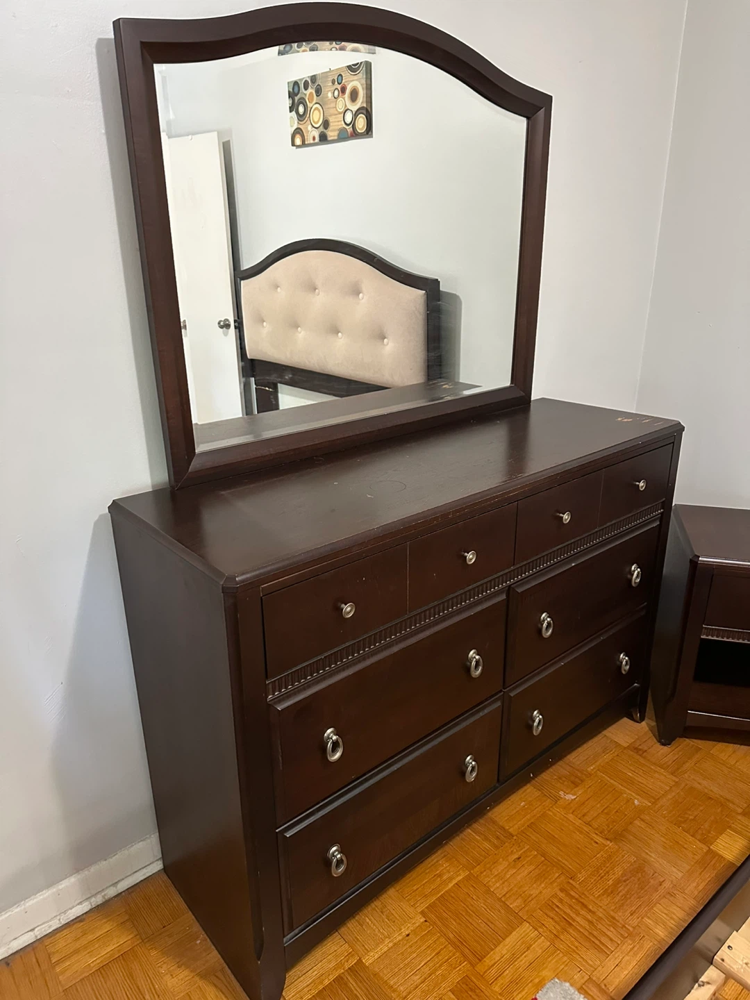 Dark Brown Bedroom Set - Dresser, Mirror, Nightstand, Bed Frame - photo 4