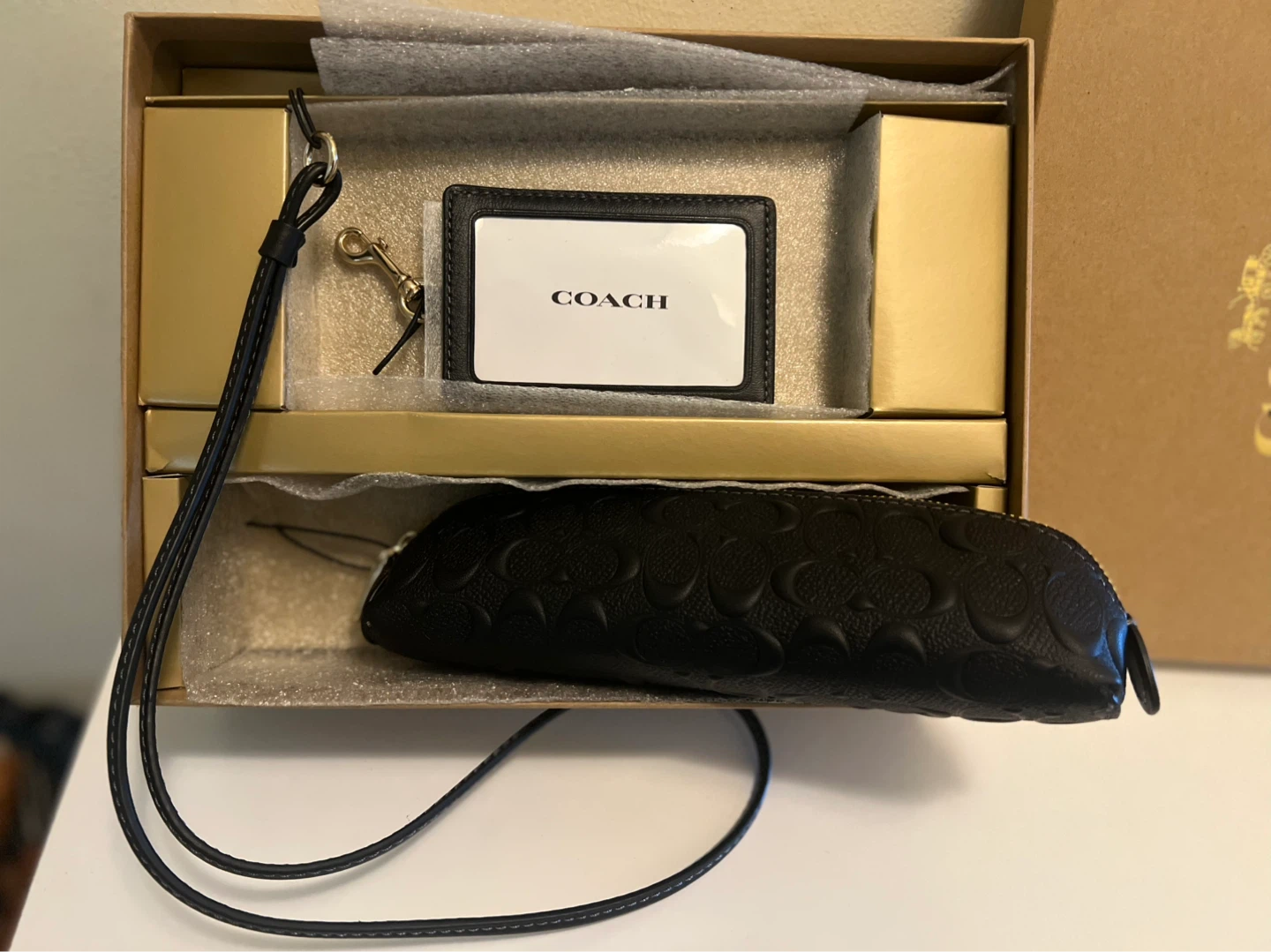 Coach Black Signature Cosmetic Case and ID Holder Set - photo 5